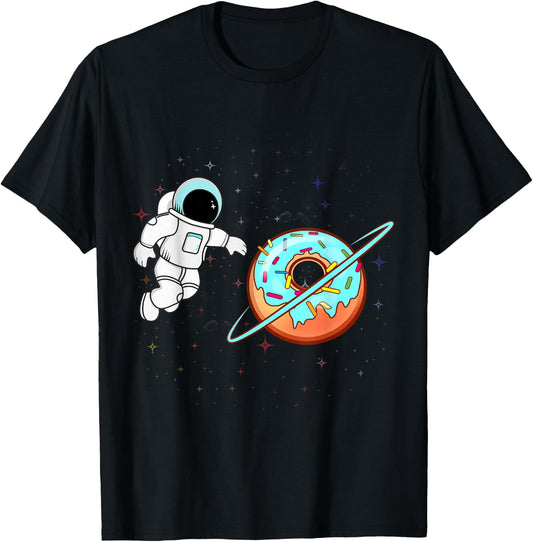 Donut Planet Astronaut Space Lover Donut Squad Gift T-Shirt - T-Shirt | Black