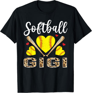 Softball Heart Cute Gigi Softball Player T-Shirt - T-Shirt | Black