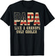 Papa Like A Grandpa Only Cooler Vintage American Flag T-Shirt - T-Shirt | Black