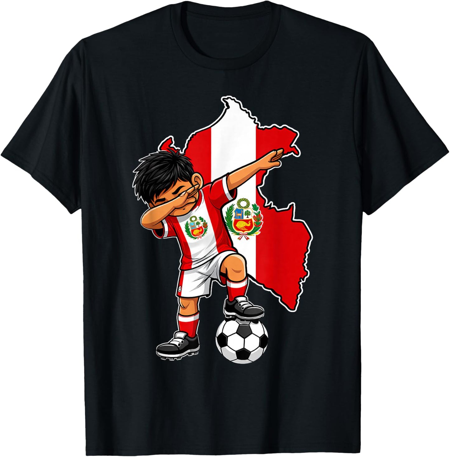 Soccer Peru Jersey Boy Peruvian Boys T-Shirt - T-Shirt | Black
