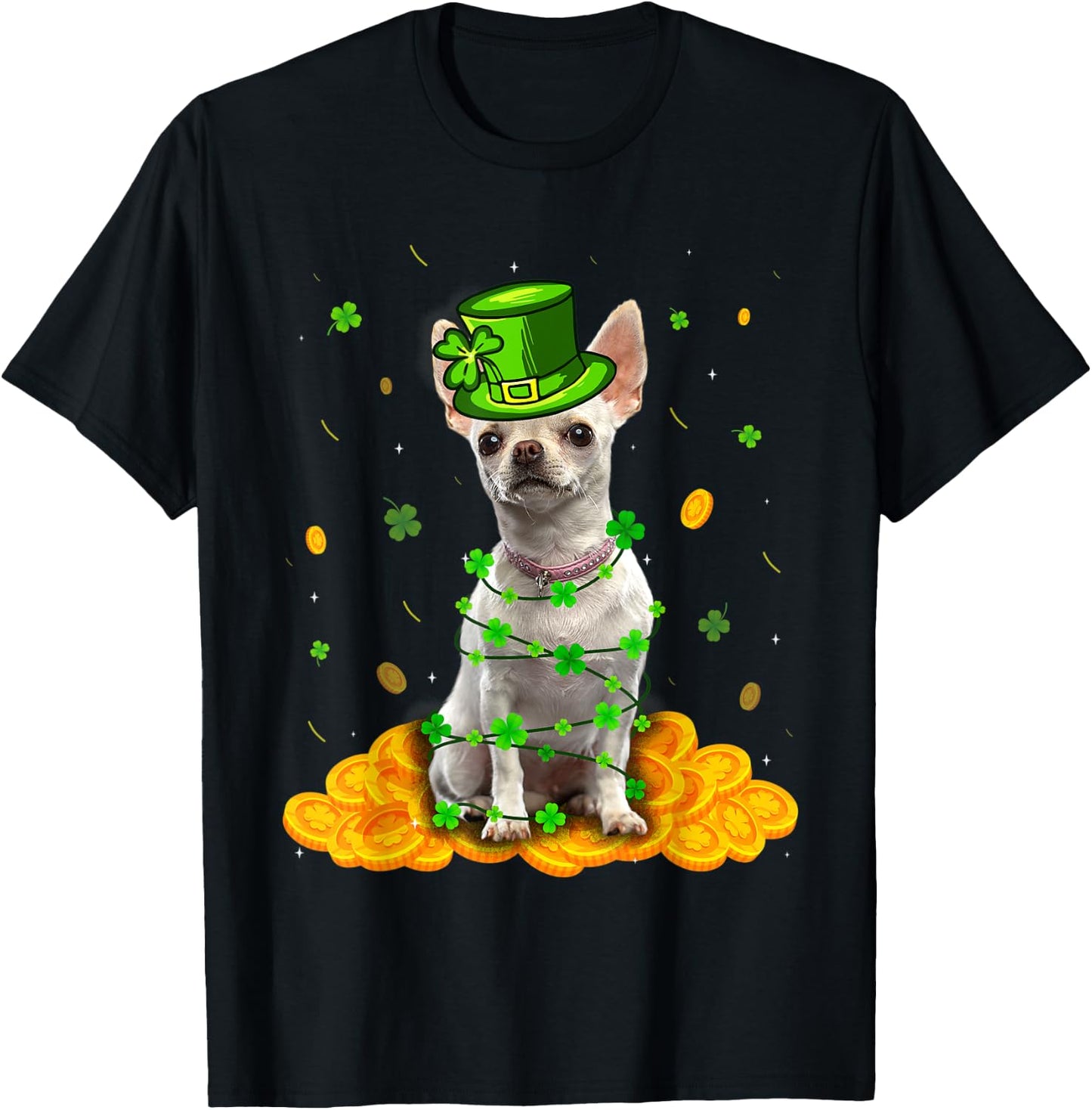 Cute Chihuahua Dog St Patricks Day Irish Shamrock T-Shirt - T-Shirt | Black