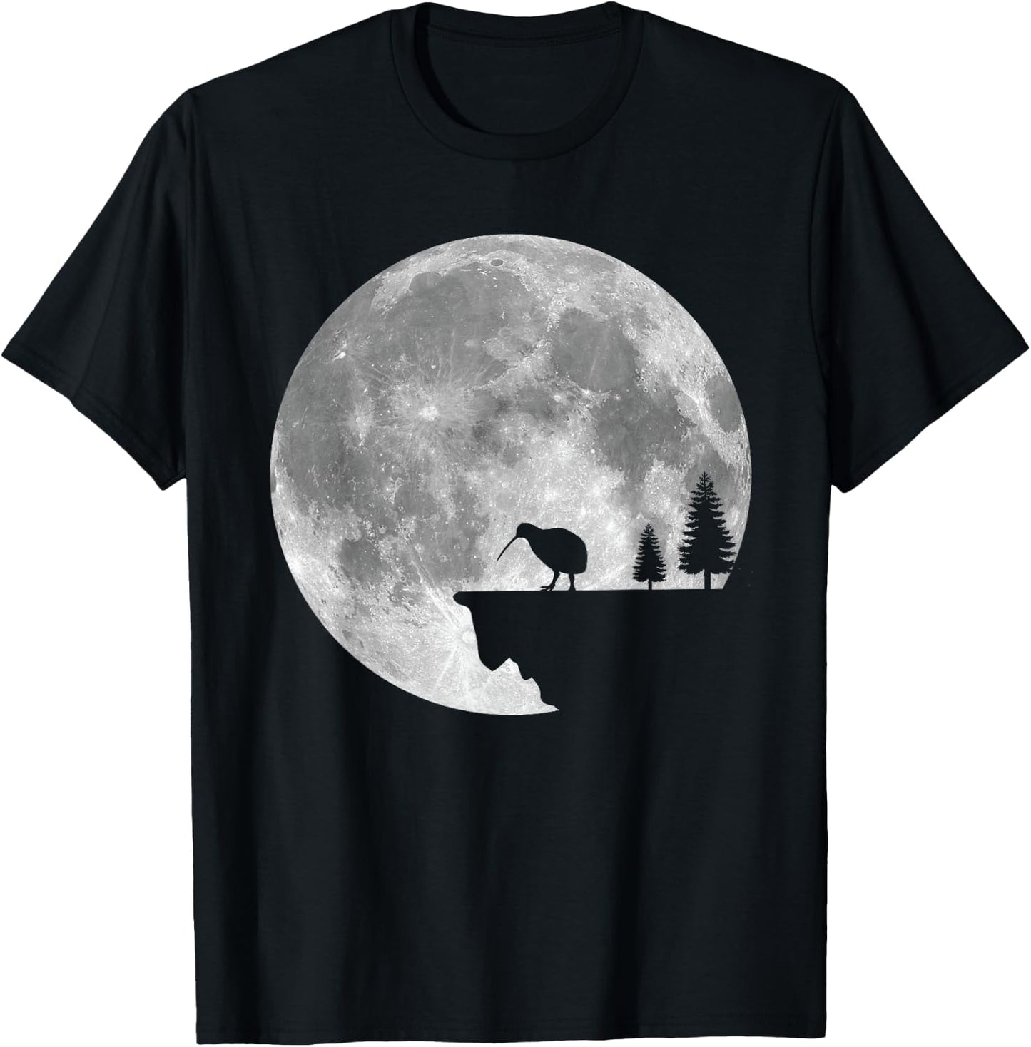 Great Kiwi Bird Moon Design Nature Kiwis T-Shirt - T-Shirt | Black