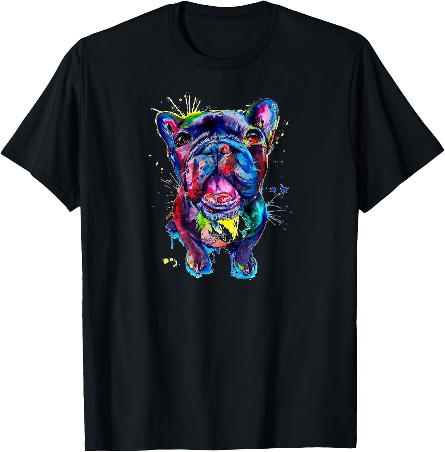 French Bulldog Pug Pit bull Pet Puppy Cute Art T-Shirt - T-Shirt | Black