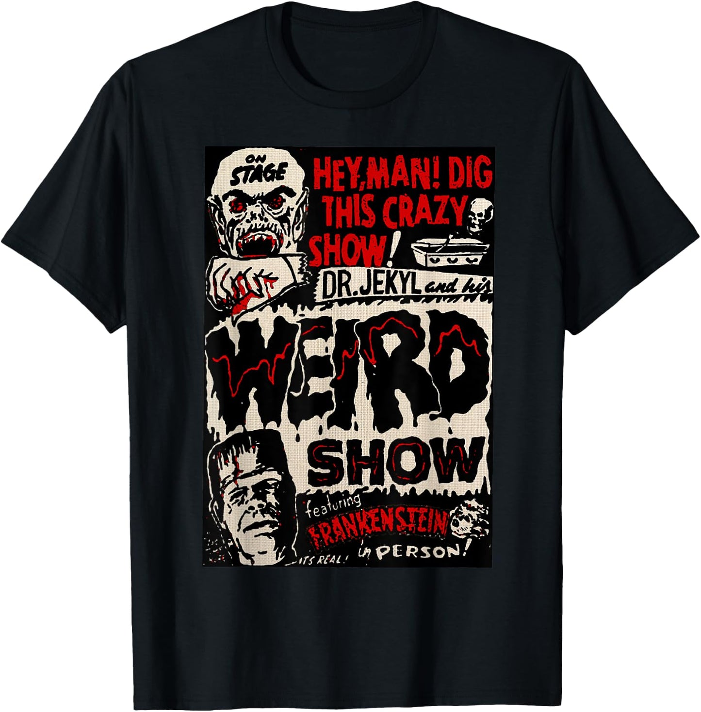 Horror Movie Monster Vintage Halloween Frankenstein T-Shirt - T-Shirt | Black