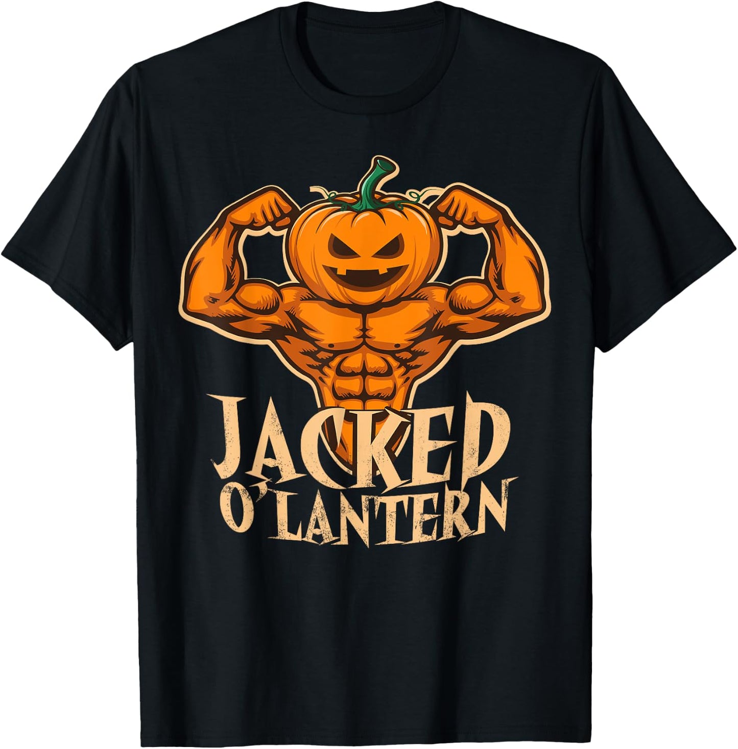 Funny Jacked Halloween Pumpkin Workout Motivation T Shirt T-Shirt - T-Shirt | Black