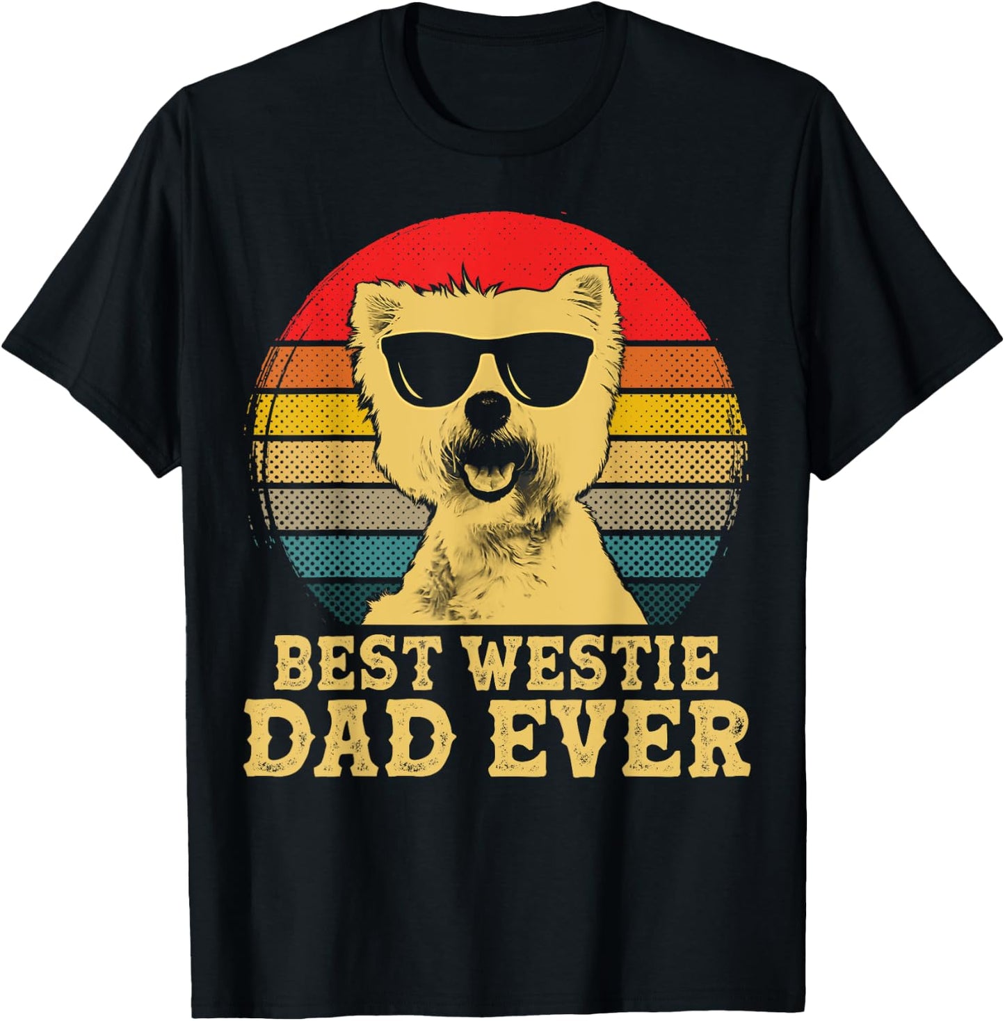 Best Westie Dad Ever Dog Lovers Retro Vintage Women Girls Kids T-Shirt - T-Shirt | Black