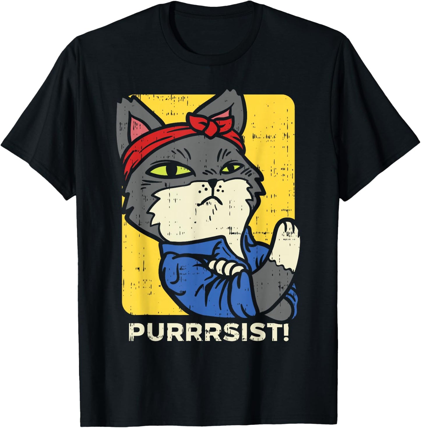 March Shirt Purrsist Persist Cat Lady We Can Do It T-Shirt - T-Shirt | Black