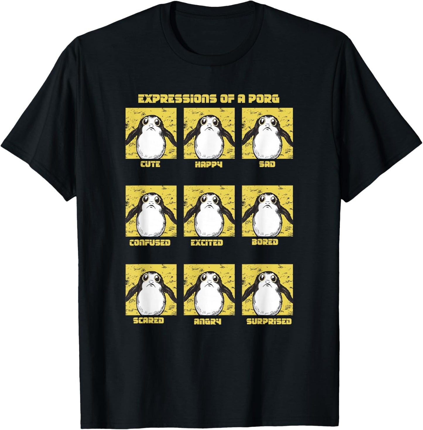 Star Wars Expressions Of A Porg Grid T-Shirt - T-Shirt | Black