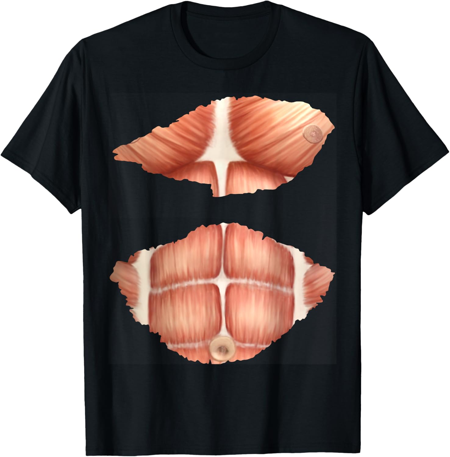 fake Anatomy costume Chest Six Pack Abs Muscles T-Shirt - T-Shirt | Black