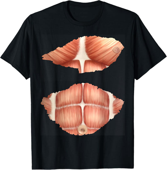 fake Anatomy costume Chest Six Pack Abs Muscles T-Shirt - T-Shirt | Black