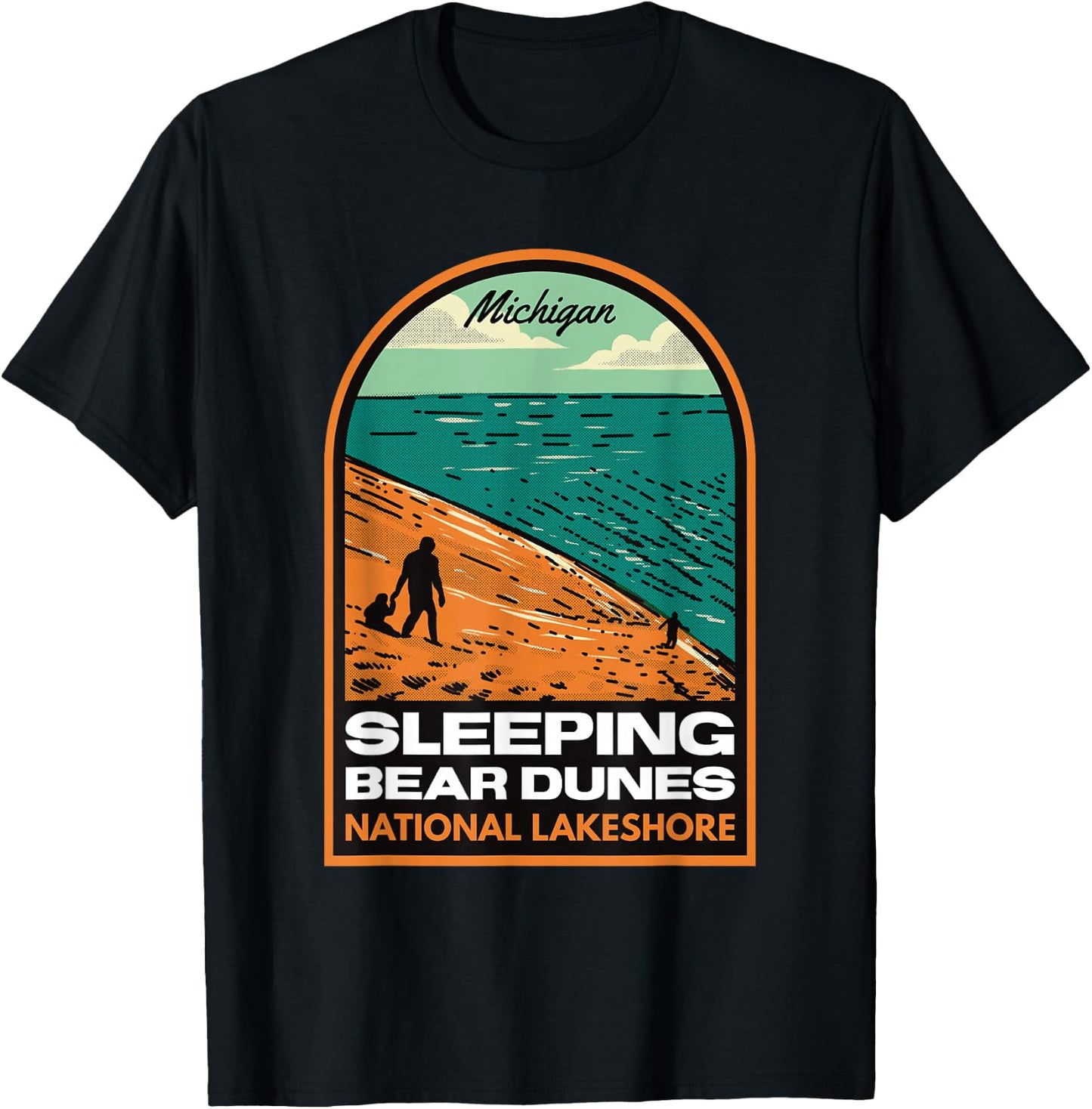 Sleeping Bear Dunes National Lakeshore Michigan Vintage T-Shirt - T-Shirt | Black