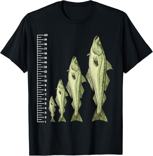 Funny Fish Measuring design for Fishing lovers T-Shirt - T-Shirt | Black