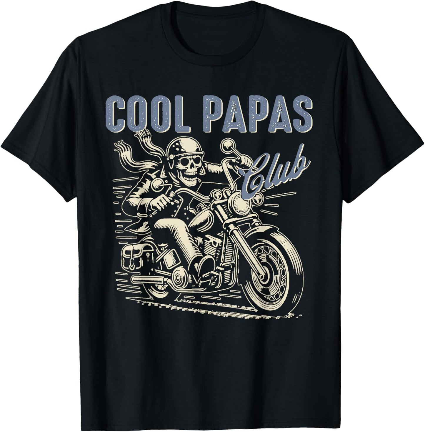 Cool Papas Club Biker Papas Retro Papa Riding Motorcycle T-Shirt - T-Shirt | Black