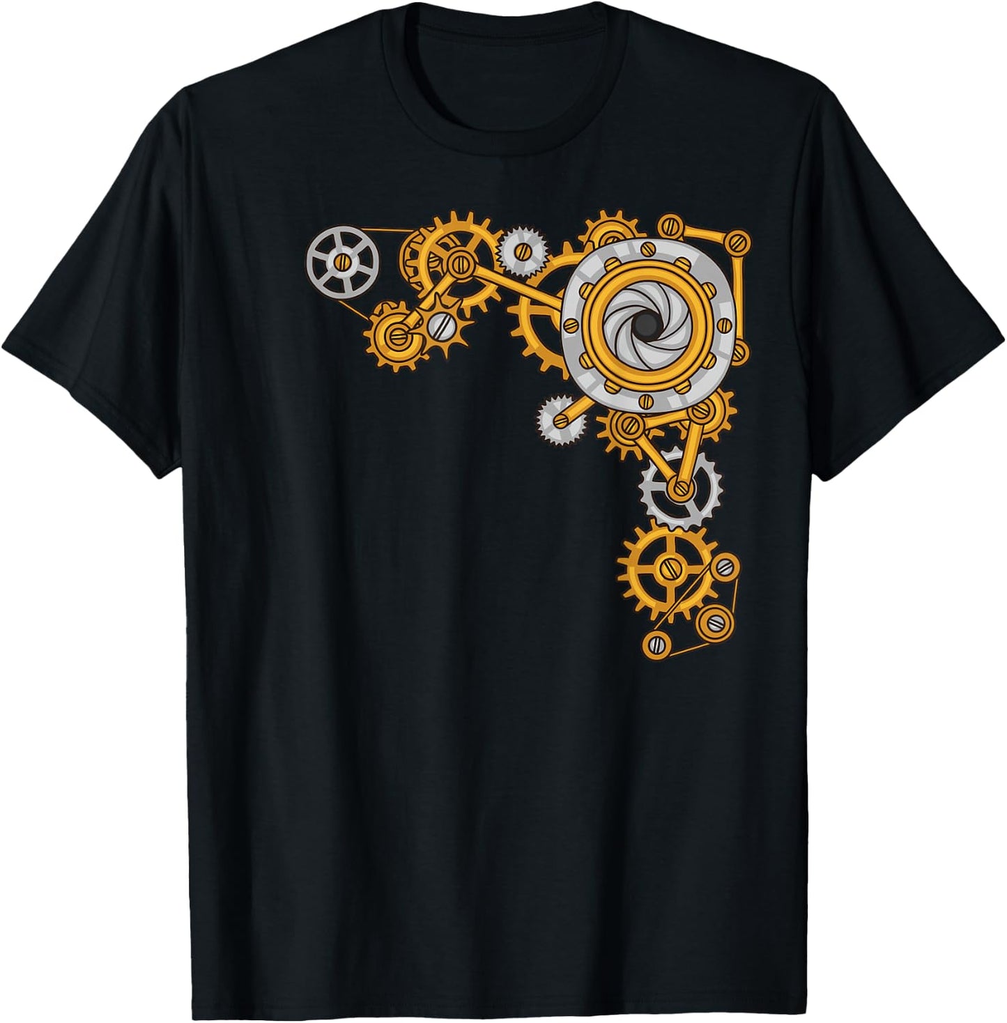 Steampunk Collage of Gears Mechanical Industrial T-Shirt - T-Shirt | Black