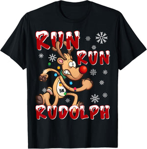 Rudolph 5K Run Christmas Holiday Team Running T-Shirt - T-Shirt | Black