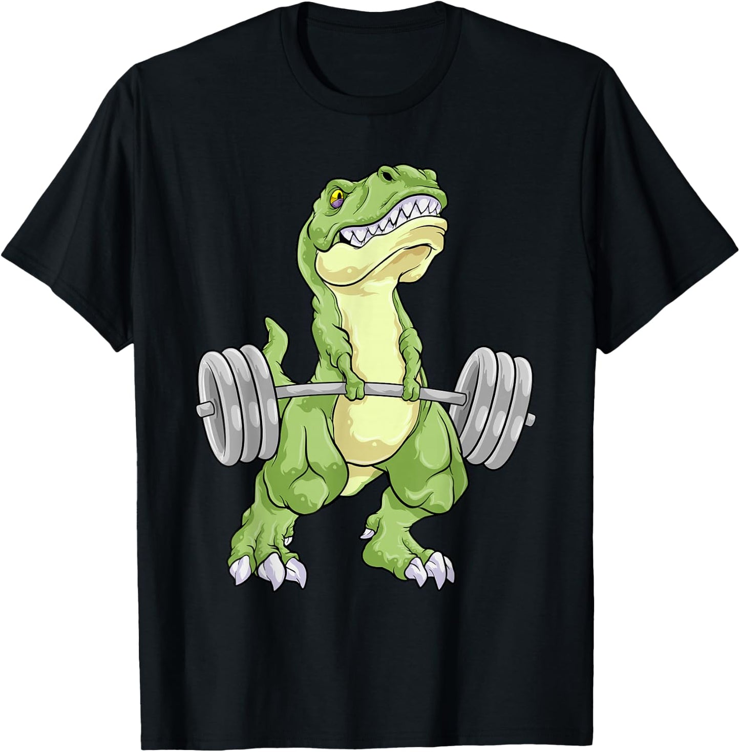 Dinosaur Gym Weightlifting T-Rex Fitness Workout Deadlift T-Shirt - T-Shirt | Black