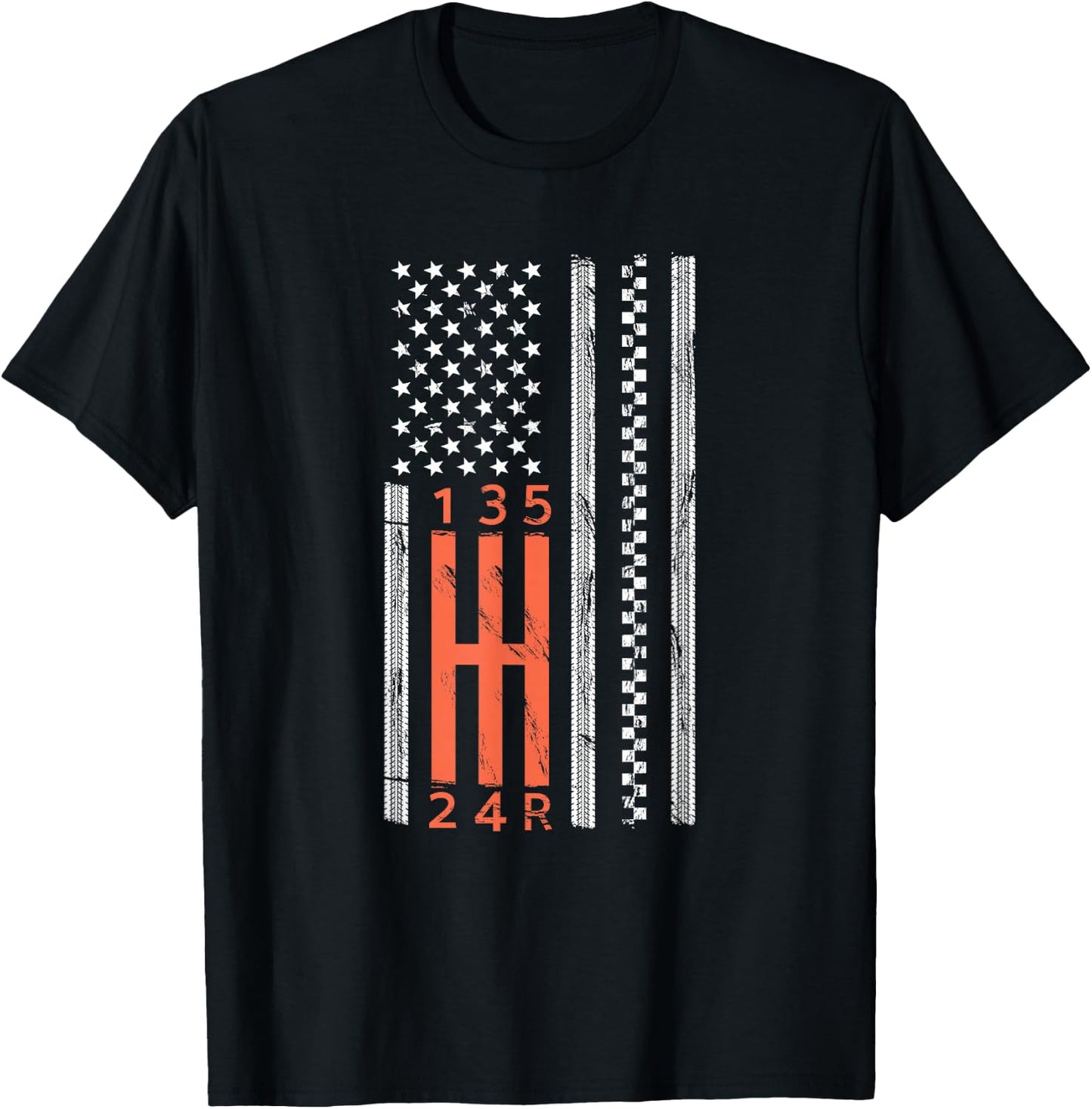 Stick Shift American Flag Manual Transmission Gearbox T-Shirt - T-Shirt | Black