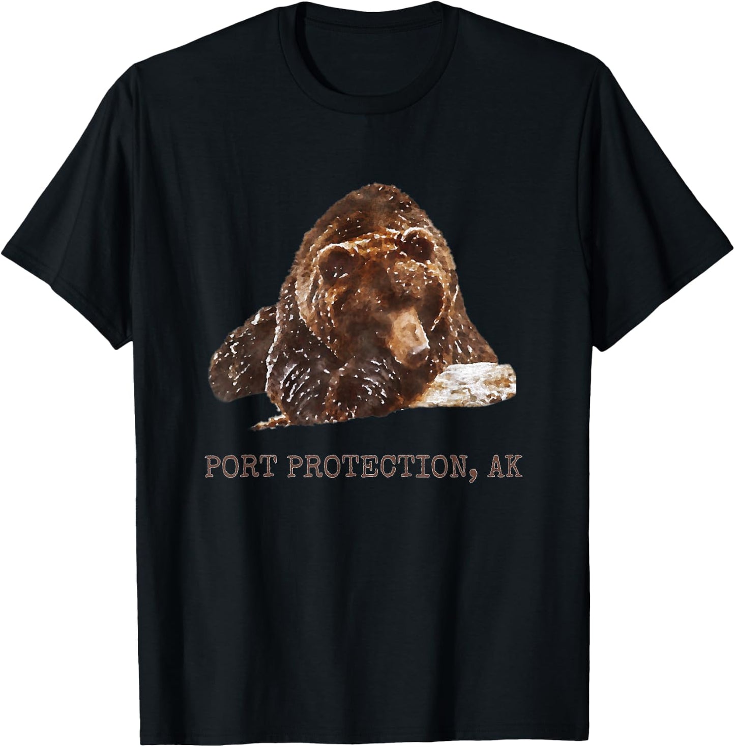 Port Protection Brown Grizzly Bear In Snow Alaska Pacific NW T-Shirt - T-Shirt | Black