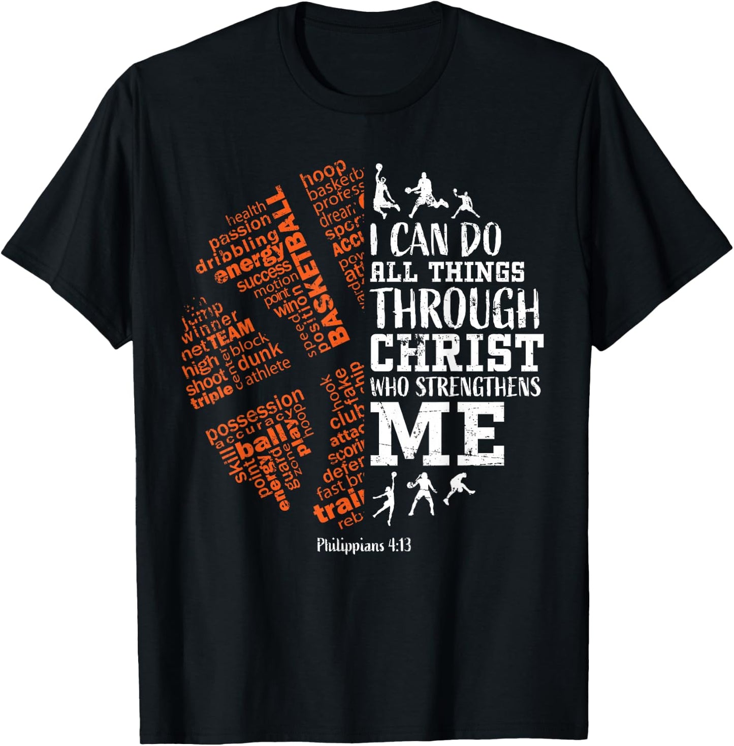 Basketball Sayings Christian Verse Teen Boys Kids Graphic T-Shirt - T-Shirt | Black