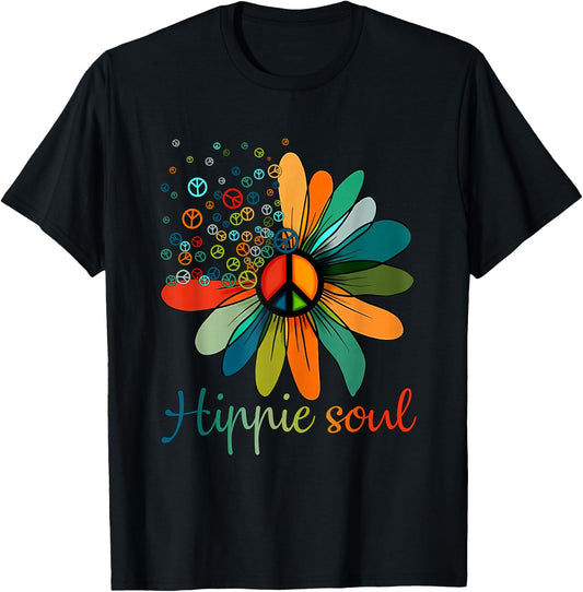 Daisy Peace Sign Hippie Soul Flower Lovers Gifts T-Shirt - T-Shirt | Black