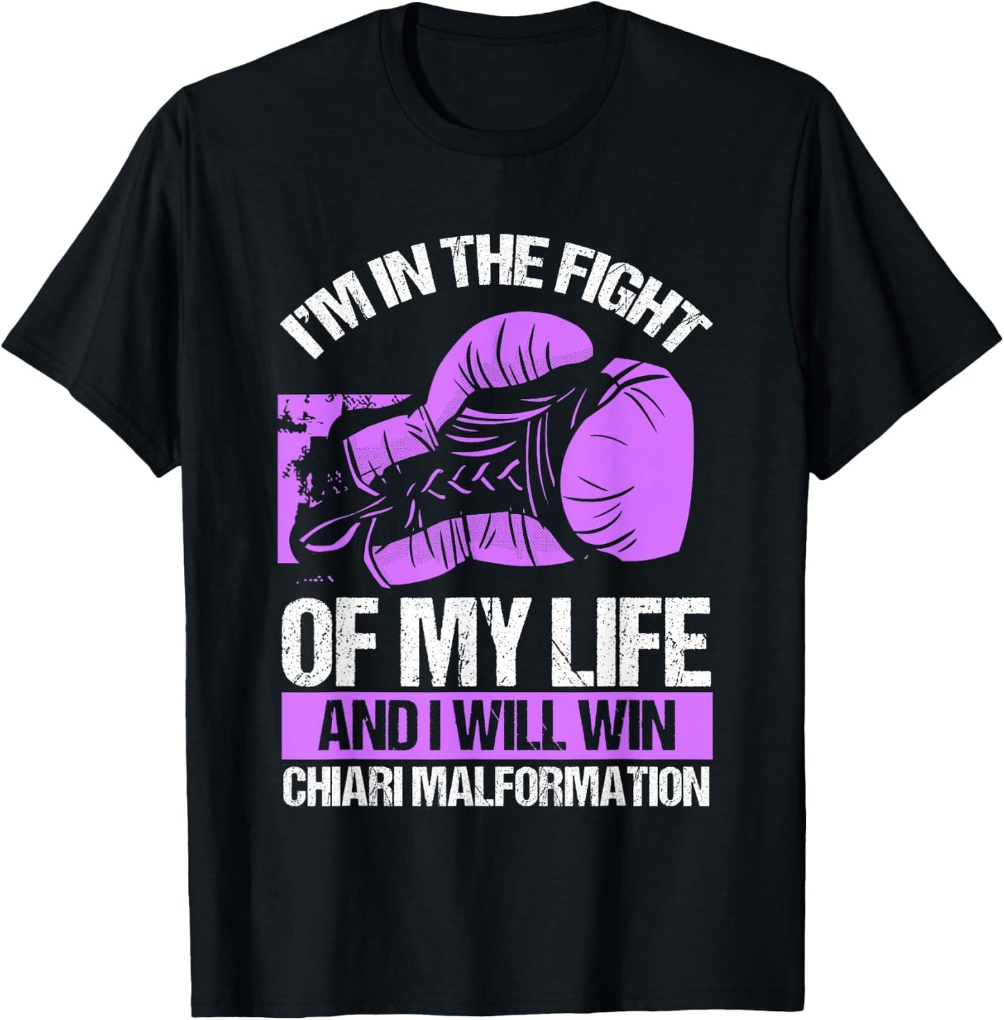 Chiari Malformation Awareness Win Survivor Purple Ribbon T-Shirt - T-Shirt | Black