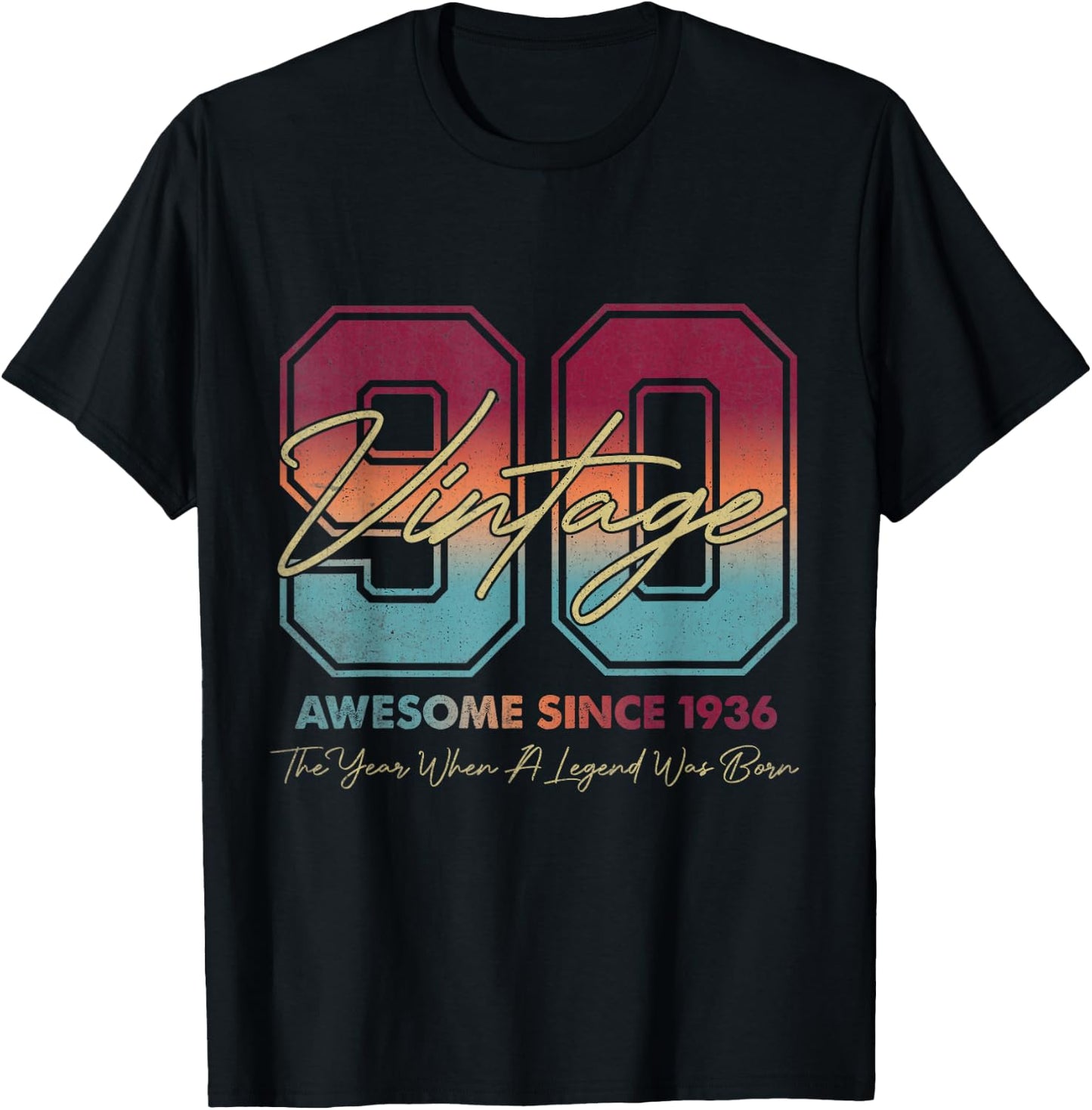 Vintage 90th Birthday Since 1936 Limited Edition 90 Year Old T-Shirt - T-Shirt | Black