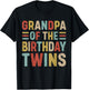 Grandpa of The Birthday Twins Family Matching Bday Party T-Shirt - T-Shirt | Black