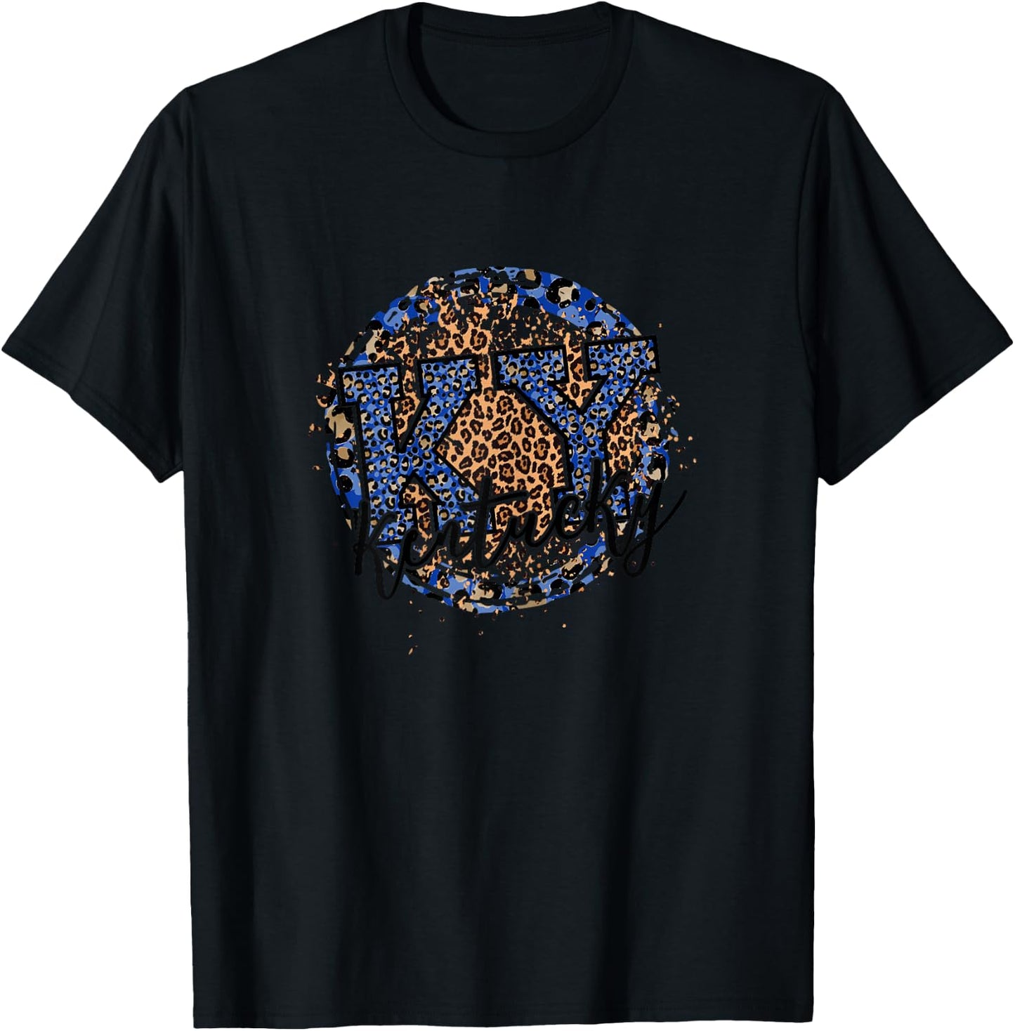 Kentucky Leopard Print KY Pride Kentucky Girl Cute State T-Shirt - T-Shirt | Black
