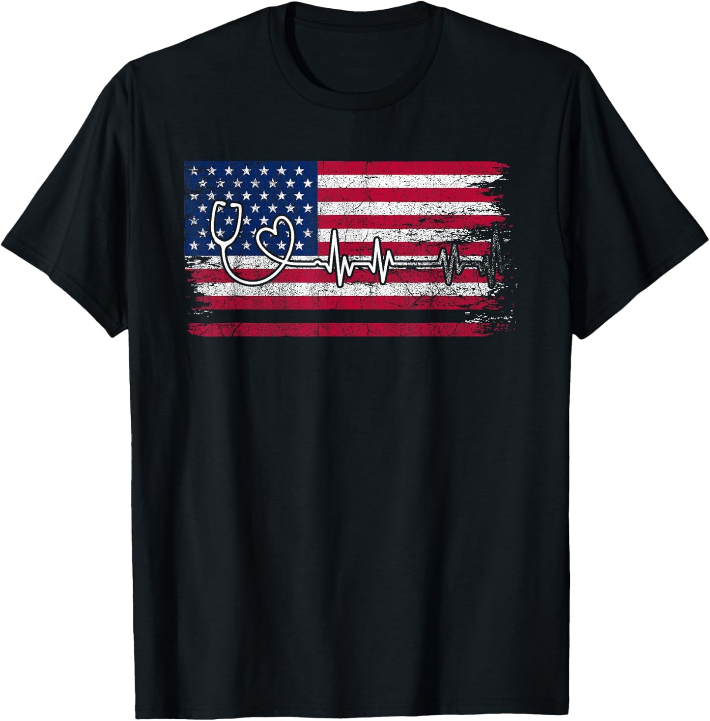 American Flag Nurse T-Shirt - T-Shirt | Black