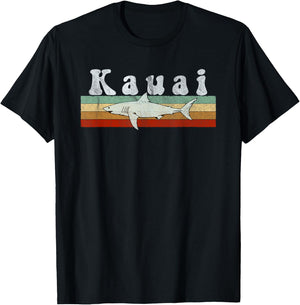 Kauai, HI Shark T Shirt / Kauai Vintage Fishing T-Shirt - T-Shirt | Black