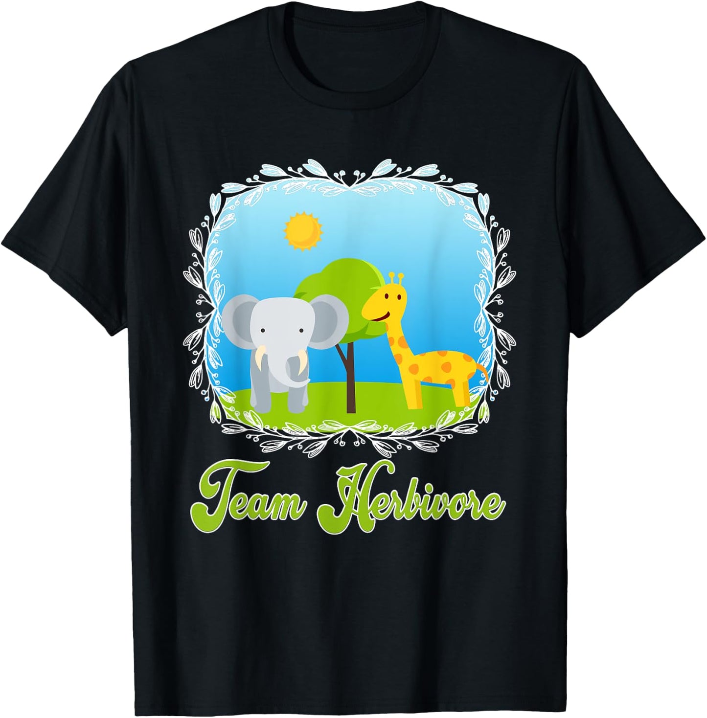 Team Herbivore Cute Animals Vegan Vegetarian Diet T-Shirt - T-Shirt | Black