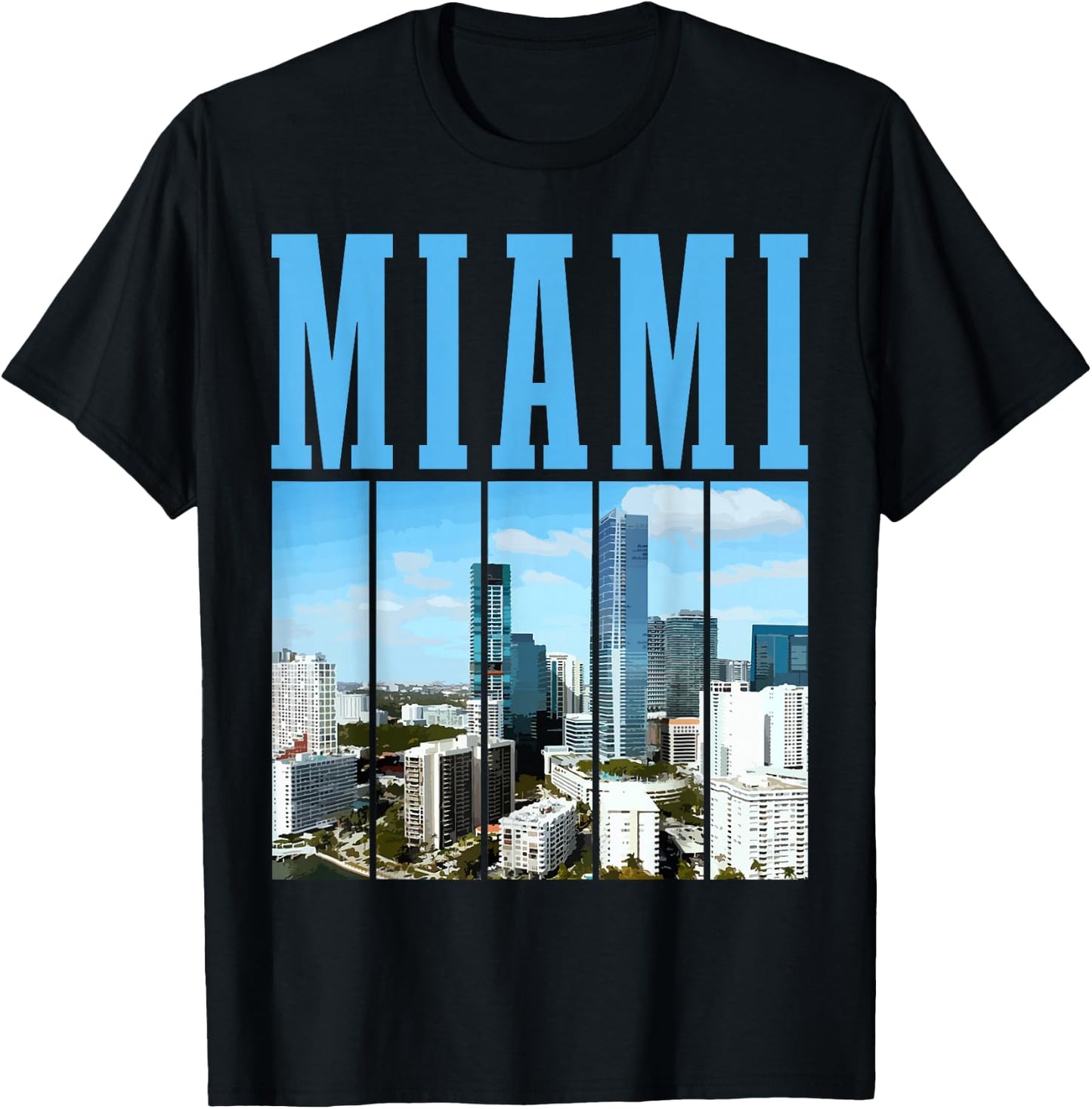 Miami Skyline 305 Florida Vintage Pride T-Shirt - T-Shirt | Black