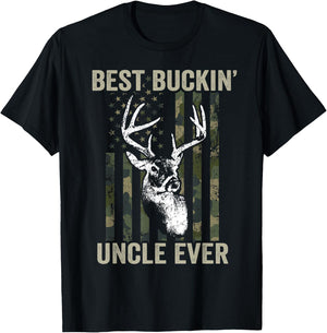Best Buckin Uncle Ever - Funny Whitetail Buck Deer Hunting T-Shirt - T-Shirt | Black