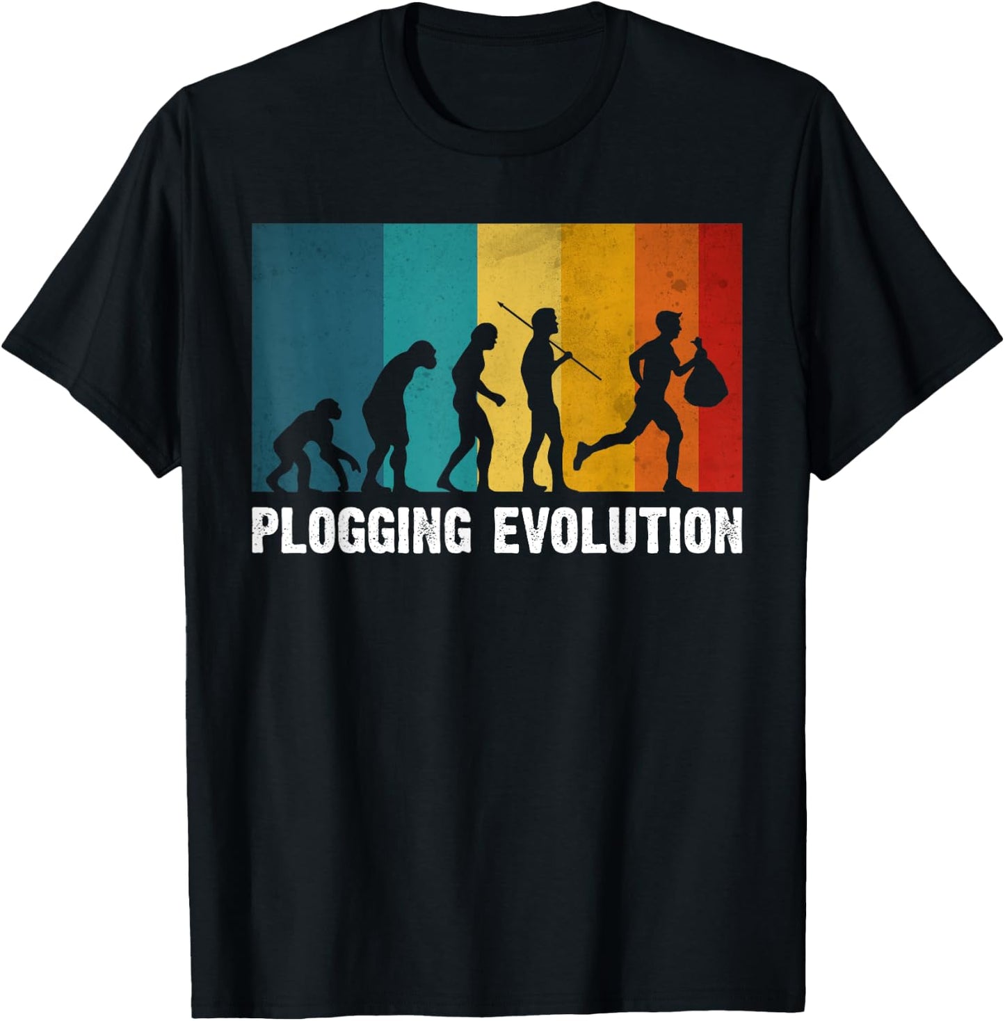 Plogging Evolutuion Funny T-Shirt - T-Shirt | Black