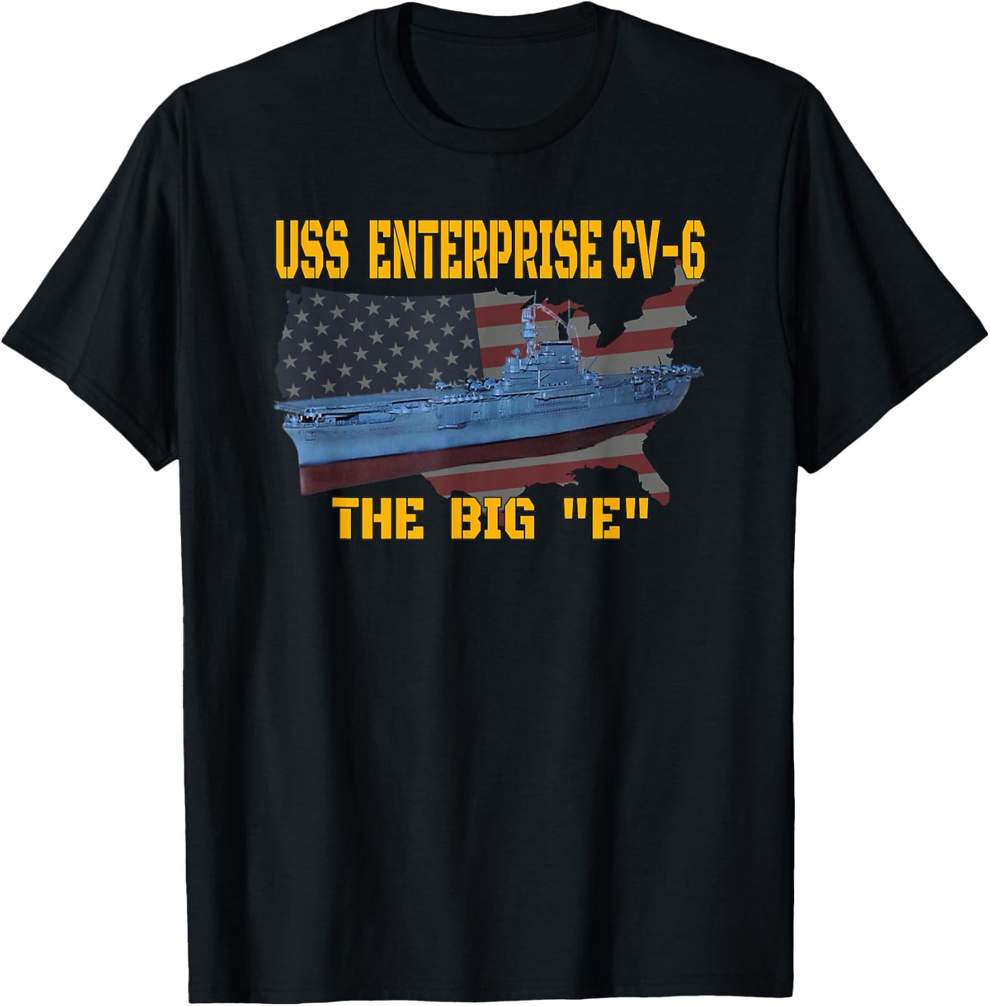USS Enterprise CV-6 Aircraft Carrier Veterans Day Father Day T-Shirt - T-Shirt | Black
