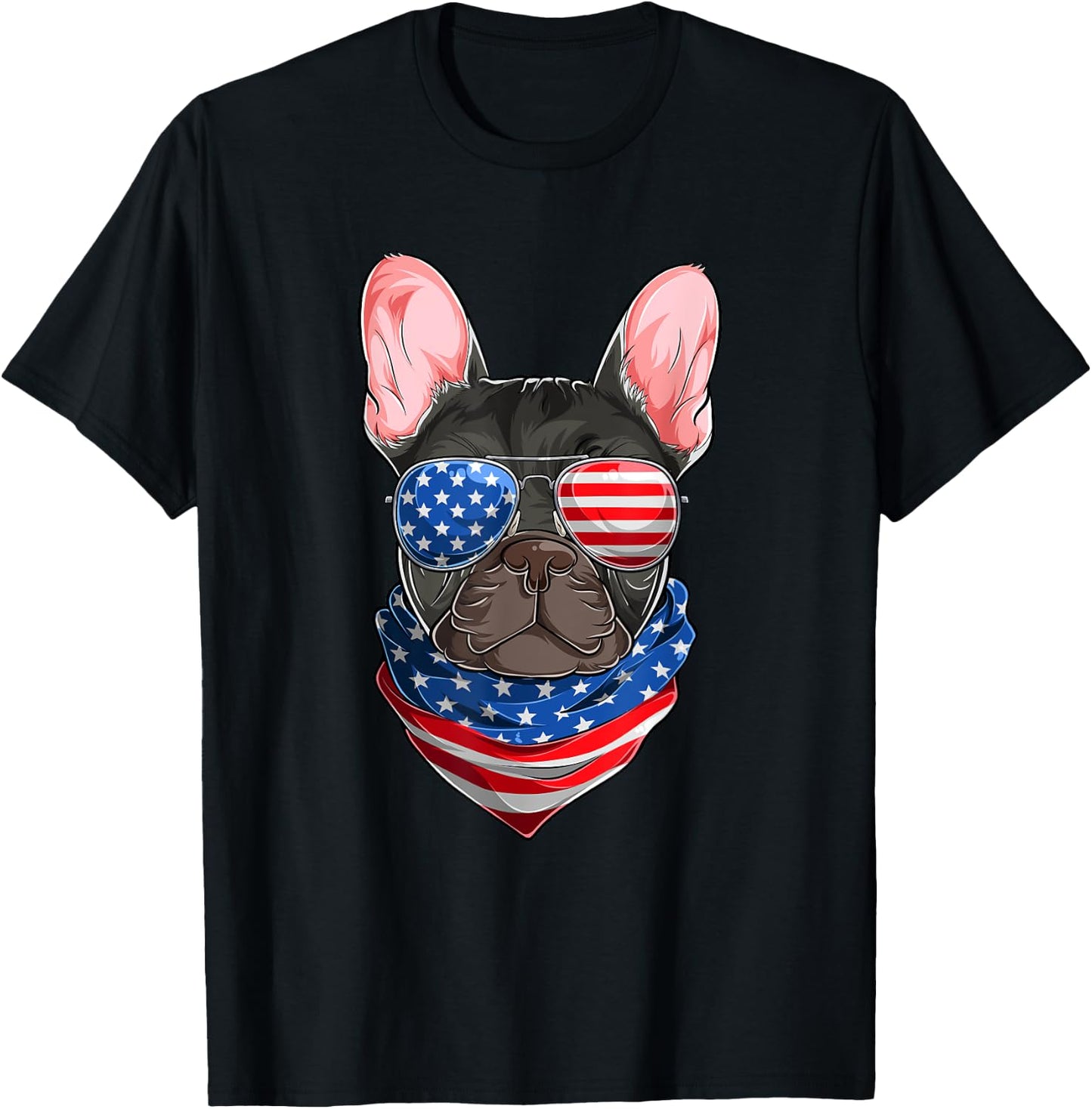 American Flag French Bulldog Shirts, Frenchie Fourth Of July T-Shirt - T-Shirt | Black
