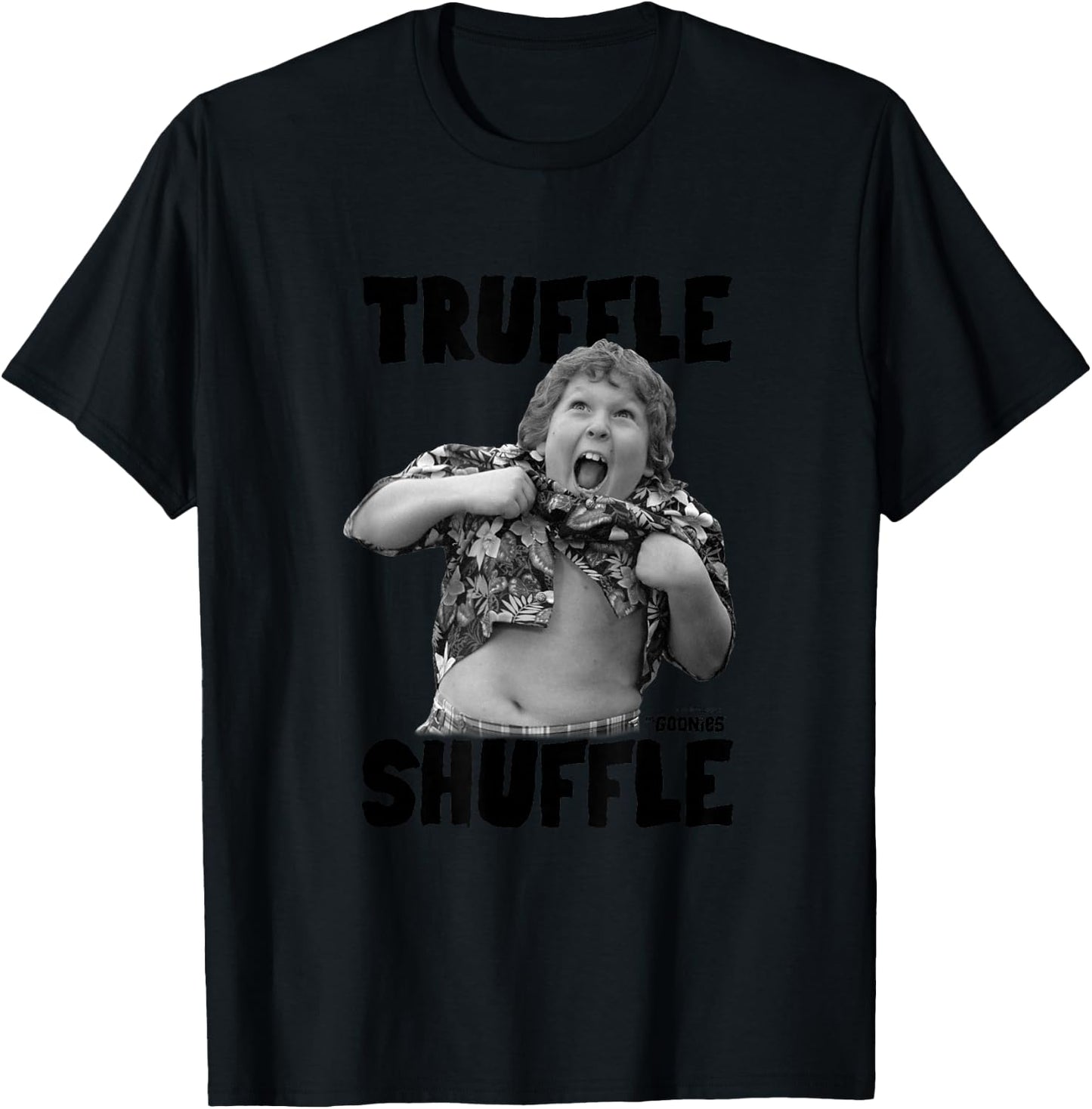The Goonies Black and White Truffle Shuffle Photo Movie T-Shirt - T-Shirt | Black
