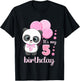 Birthday Girl 5th Panda Pink Balloons T-Shirt - T-Shirt | Black