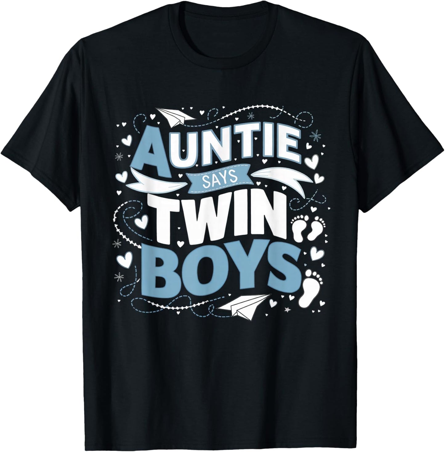 Auntie Says Twin Boys gender reveal T-Shirt - T-Shirt | Black