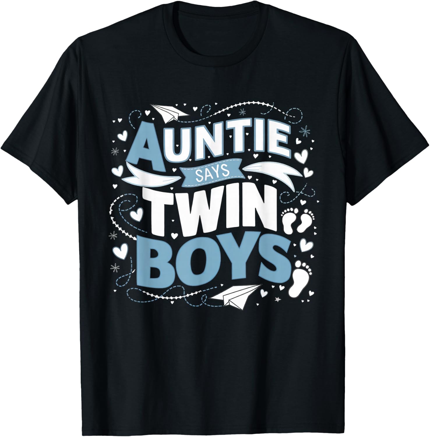Auntie Says Twin Boys gender reveal T-Shirt - T-Shirt | Black