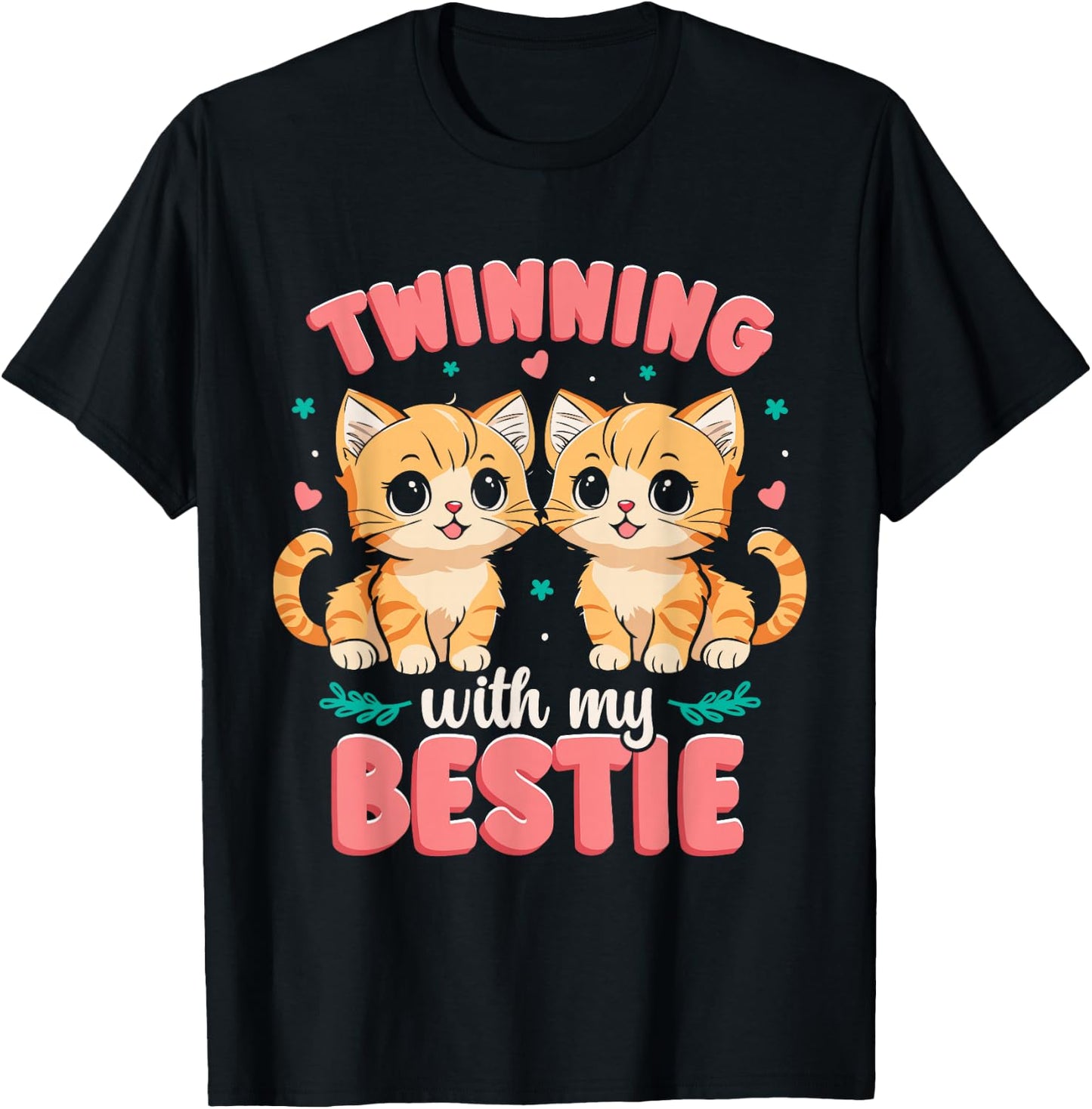 Twins Day | Friends Matching | Twinning Bestie Cat T-Shirt - T-Shirt | Black
