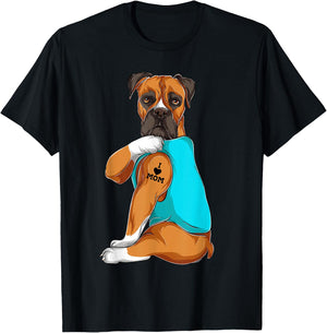 Boxer I Love Mom Tattoo Apparel Dog Mom Gifts T-Shirt - T-Shirt | Black