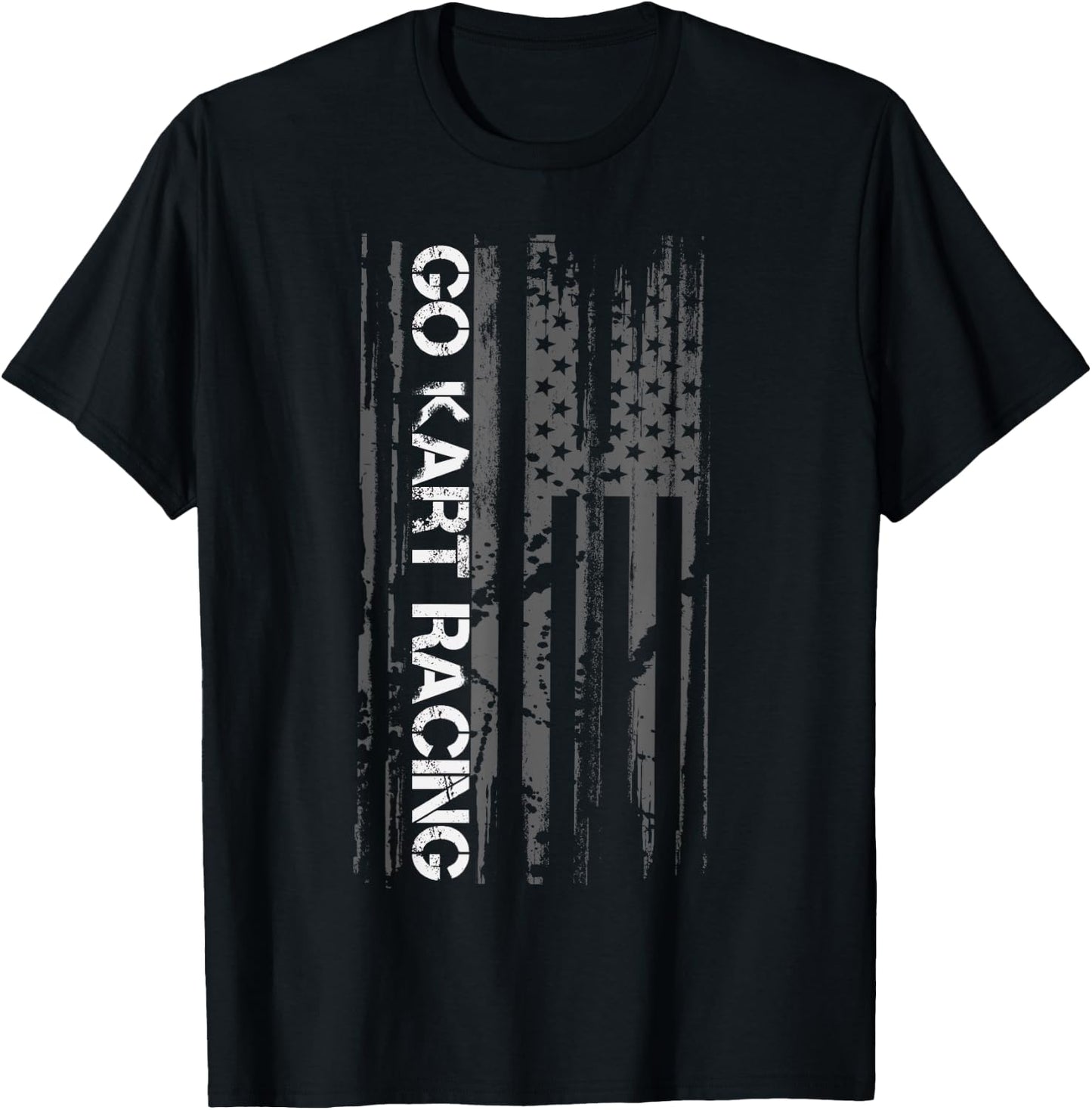 Go Cart Racer American Flag Patriotic Go Kart Racing T-Shirt - T-Shirt | Black