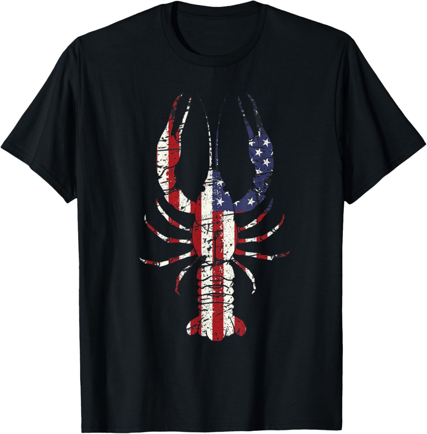 Mardi Gras Shirt Fleur De Lis Crawfish Shirt American Flag T-Shirt - T-Shirt | Black