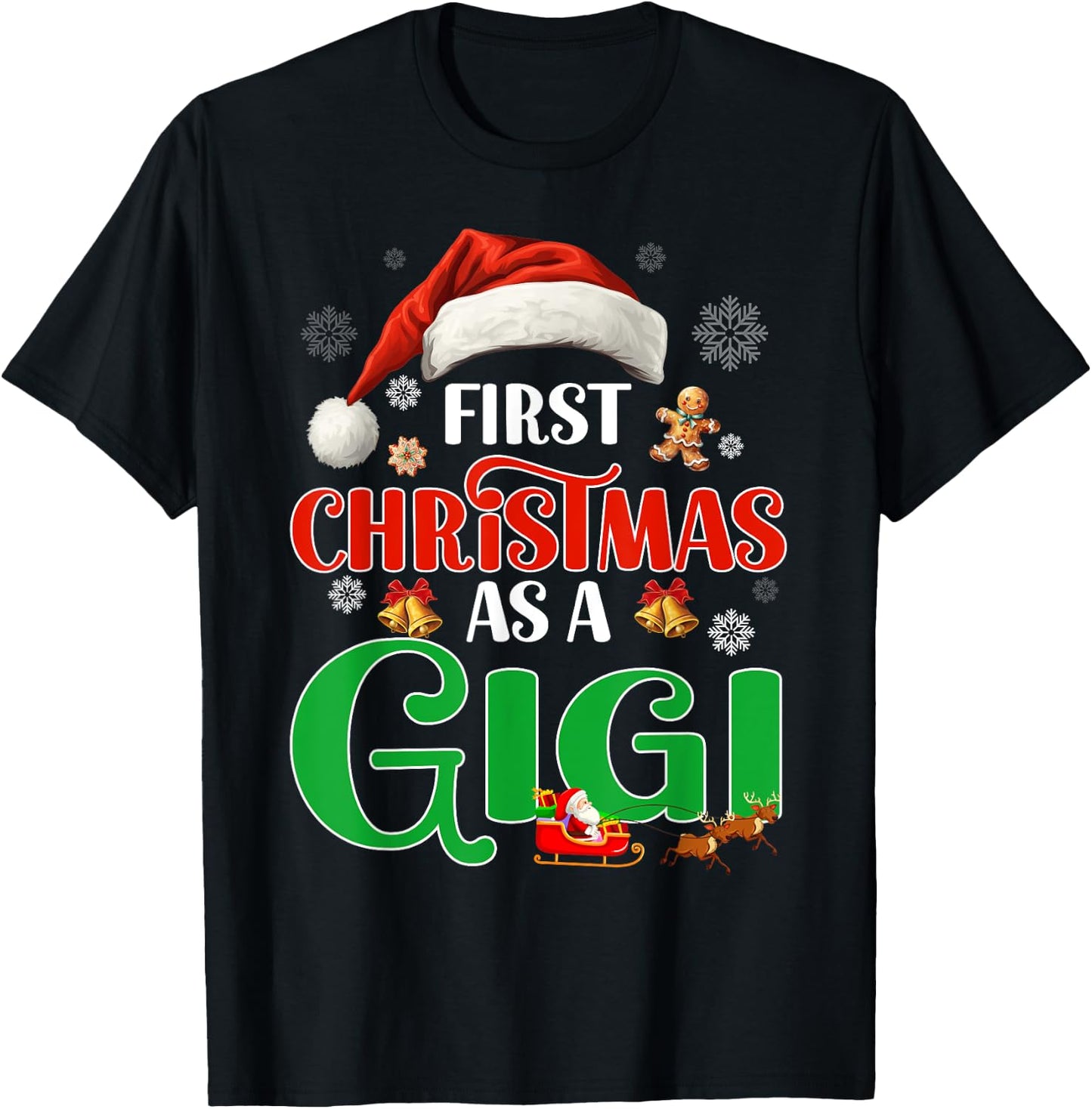 Funny Announcement First Christmas As A Gigi Matching Family T-Shirt - T-Shirt | Black
