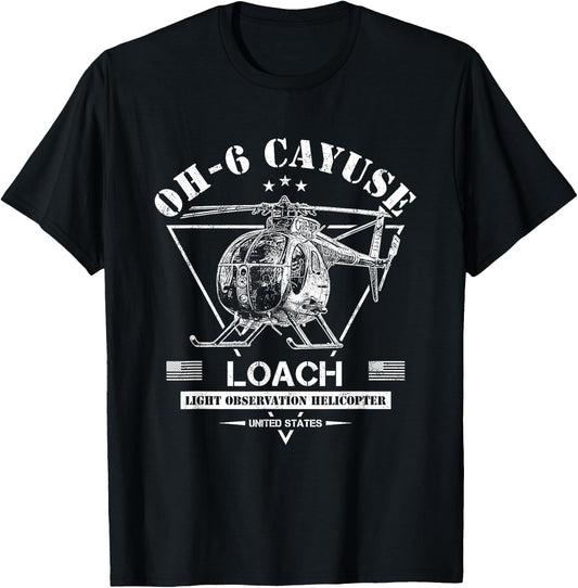 OH-6 "Loach" Cayuse Helicopter T-Shirt - T-Shirt | Black
