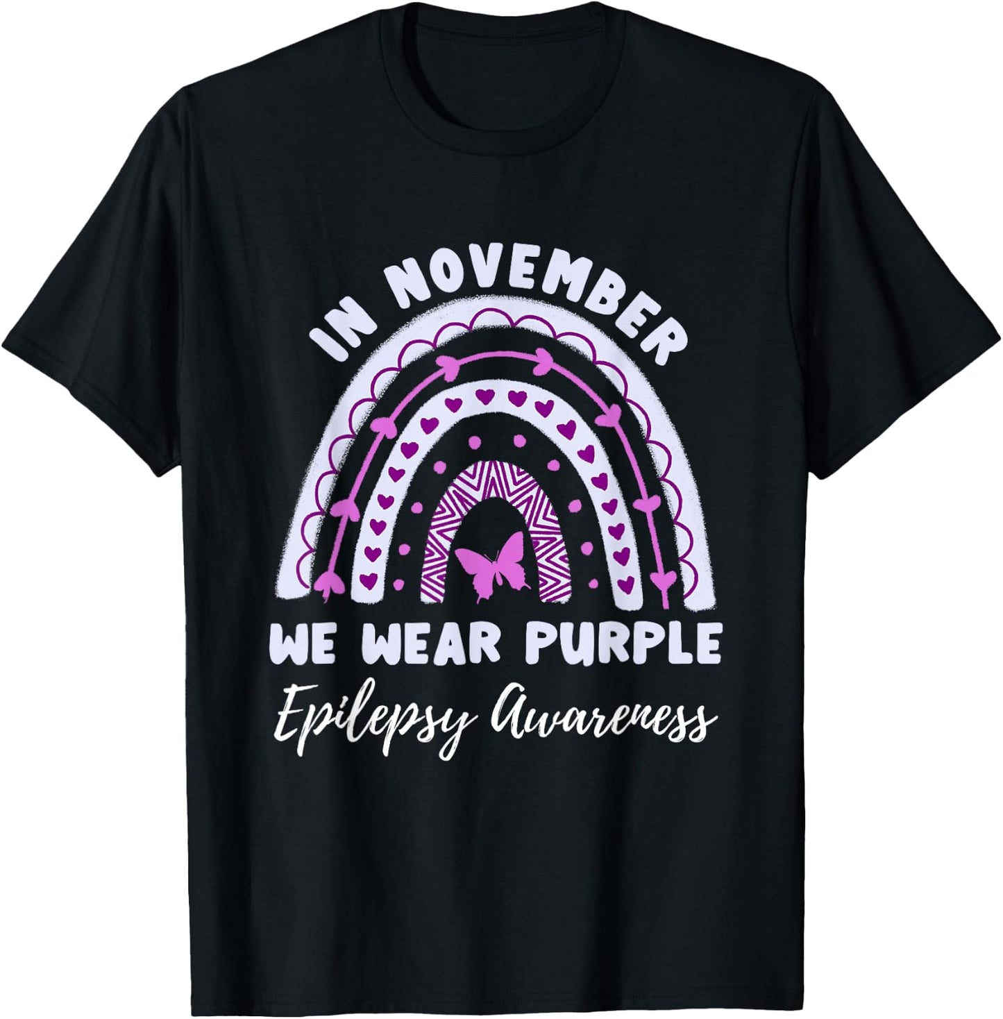 In November We Wear Purple Epilepsy Awareness Rainbow T-Shirt - T-Shirt | Black