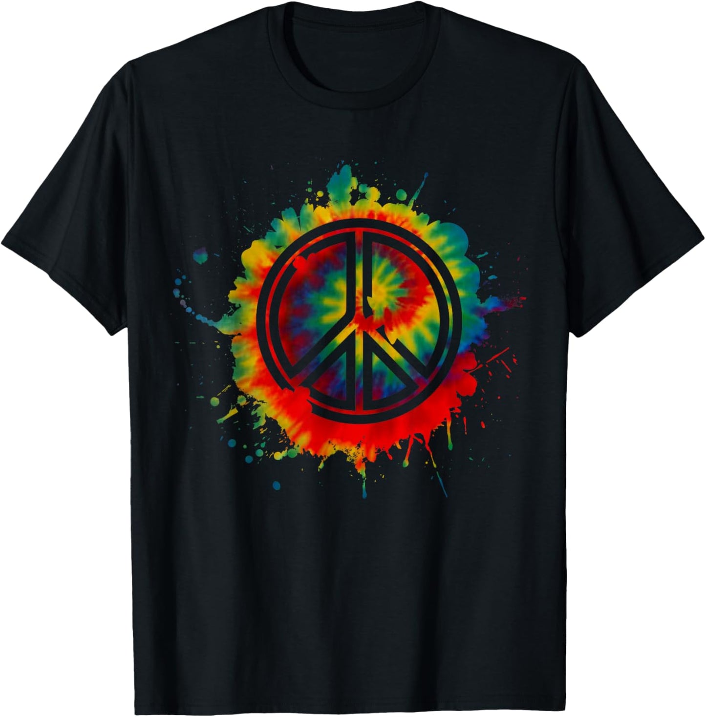 Retro Peace Love | Love 60's 70's Hippie Butterflies T-Shirt - T-Shirt | Black