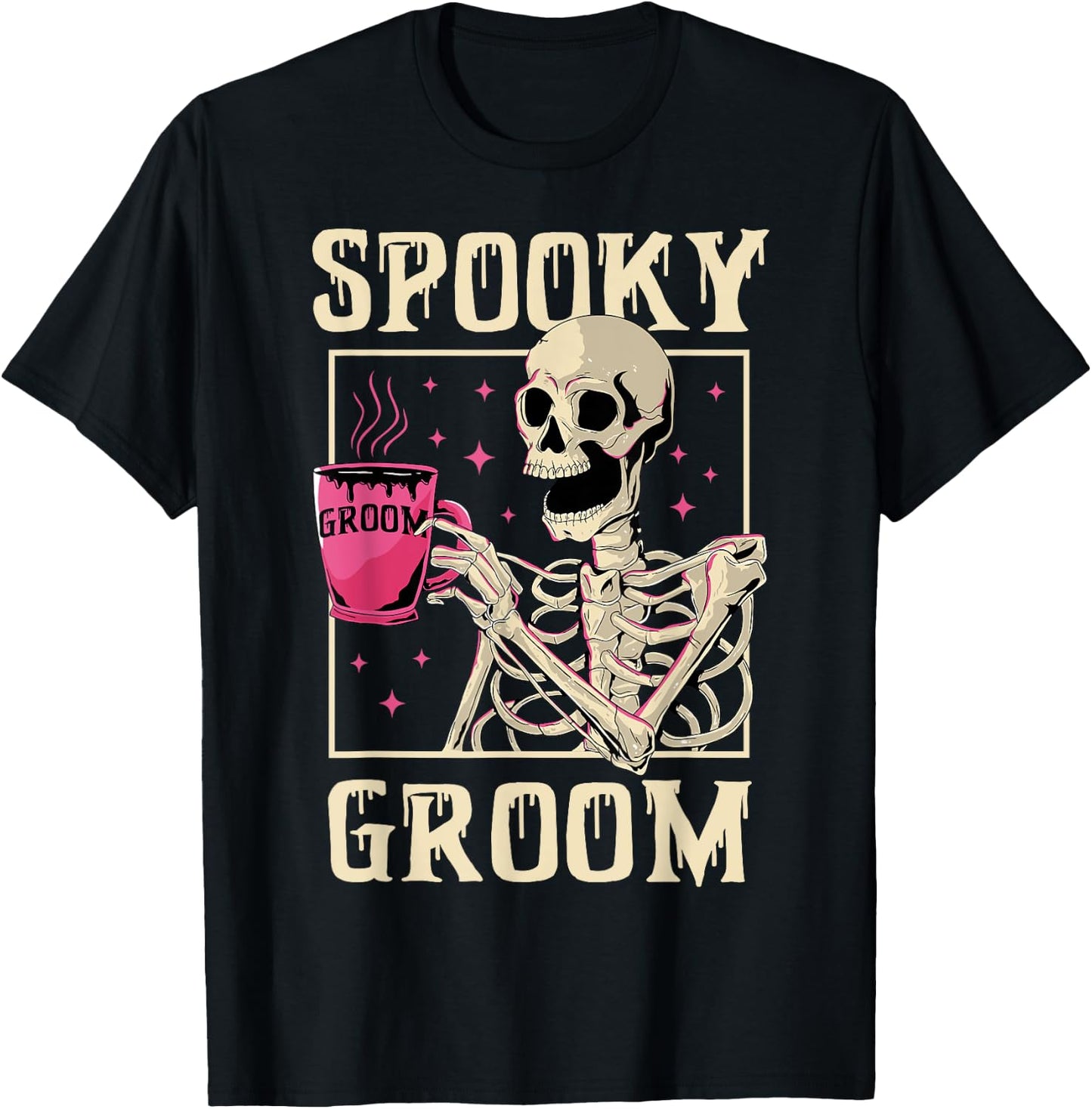 Spooky Groom Skeleton Halloween Wedding Bachelor Party T-Shirt - T-Shirt | Black