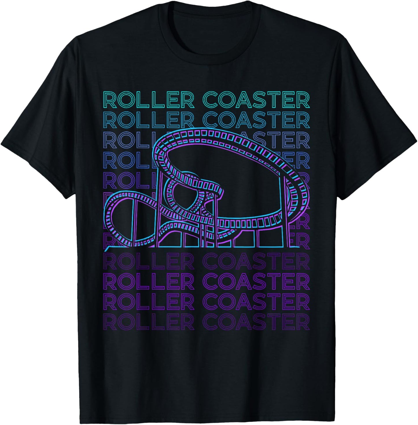 Roller Coaster Gifts Roller Coaster Retro - -Adults, Kids - Black - Small - Short Sleeve - Cotton, Polyester T-Shirt - T-Shirt | Black